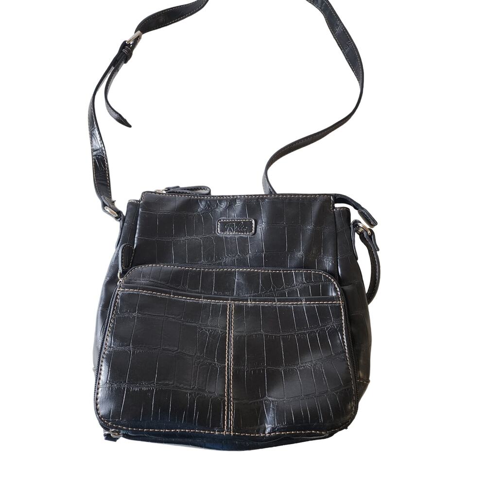 Relic By Fossil Black Crog Embossed Animal Print … - image 1